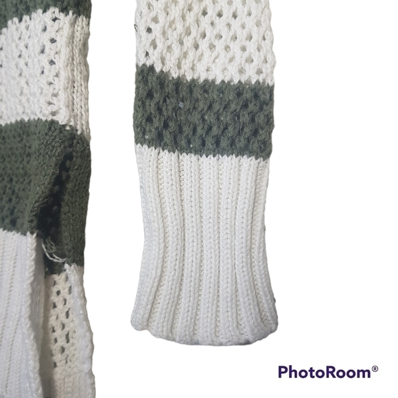 Aerie Off The Shoulder Open Weave Striped Pullover Sweater, Cover-Up - Picture 5 of 12